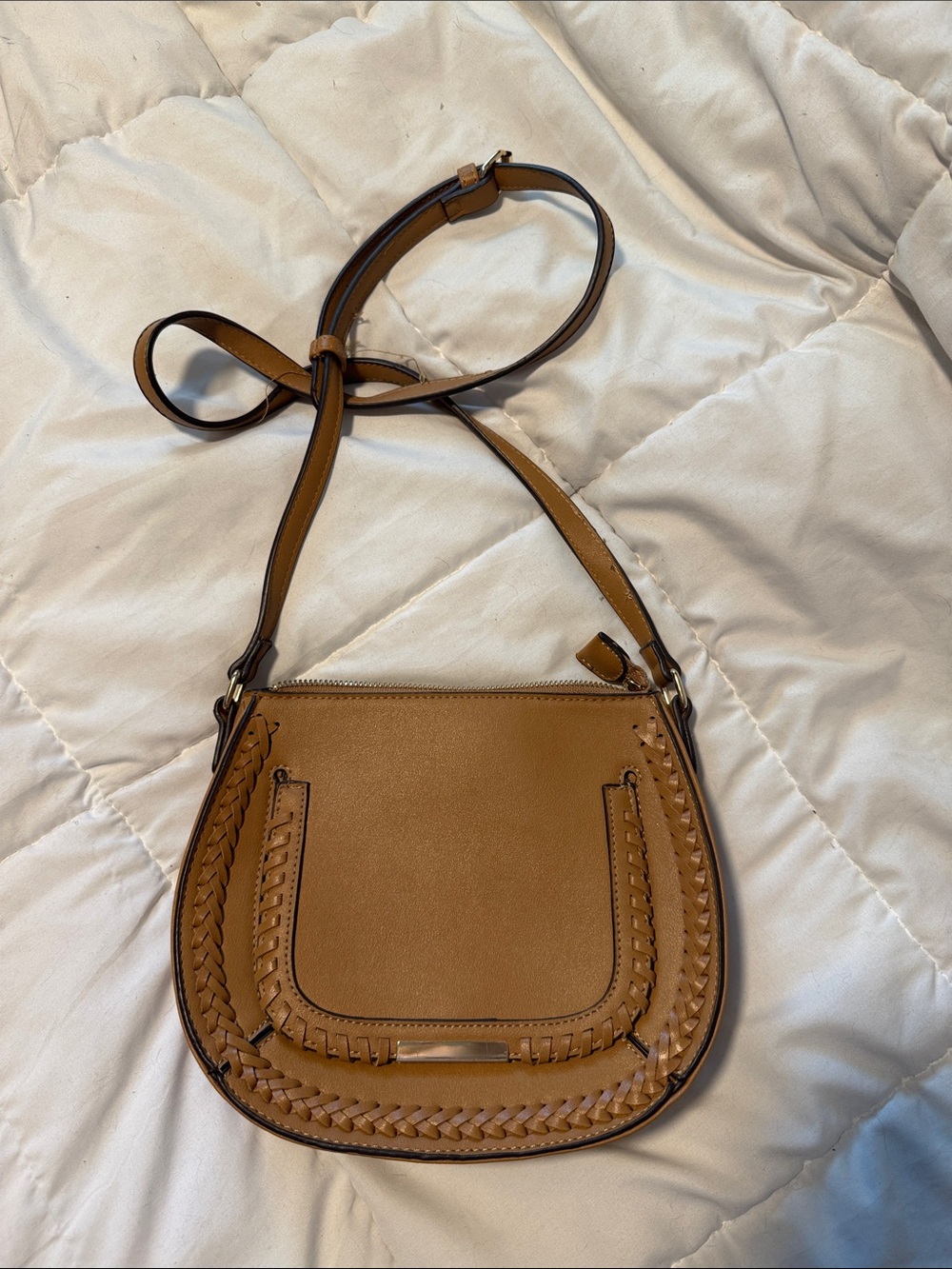 Target Tan Braided Saddle Crossbody Bag